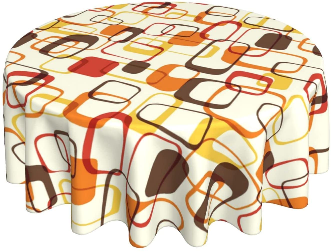 Century Textile & Sewing Supply Hours - Retro Mid Century Geometric Round Tablecloth
