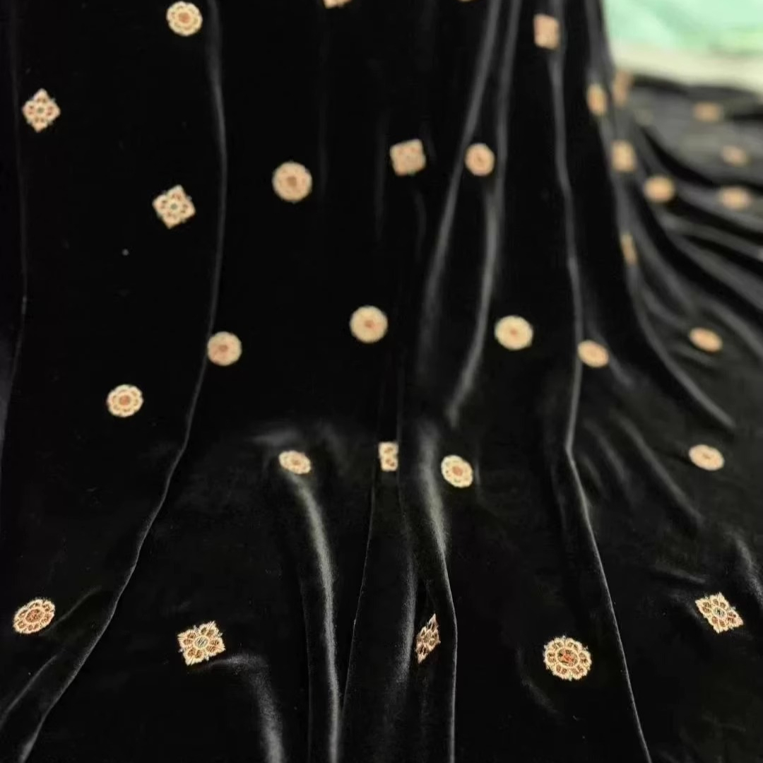 135CM Wide Black Green Embroid - Sewing Embroidery Fabric ulasan dan harga