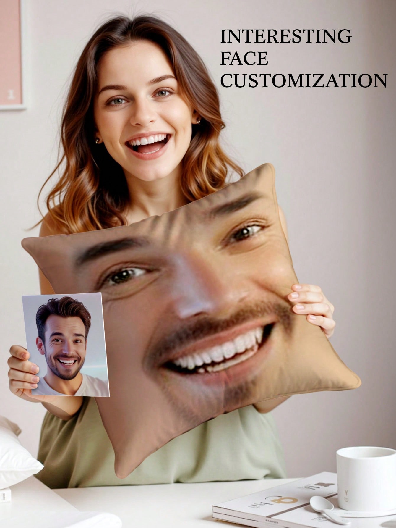 1pc Custom Face Square Pillow  - Sewing Custom ulasan dan harga