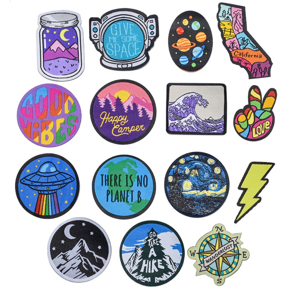 Cartoon Landscape Space Woven  - Sewing Labels ulasan dan harga