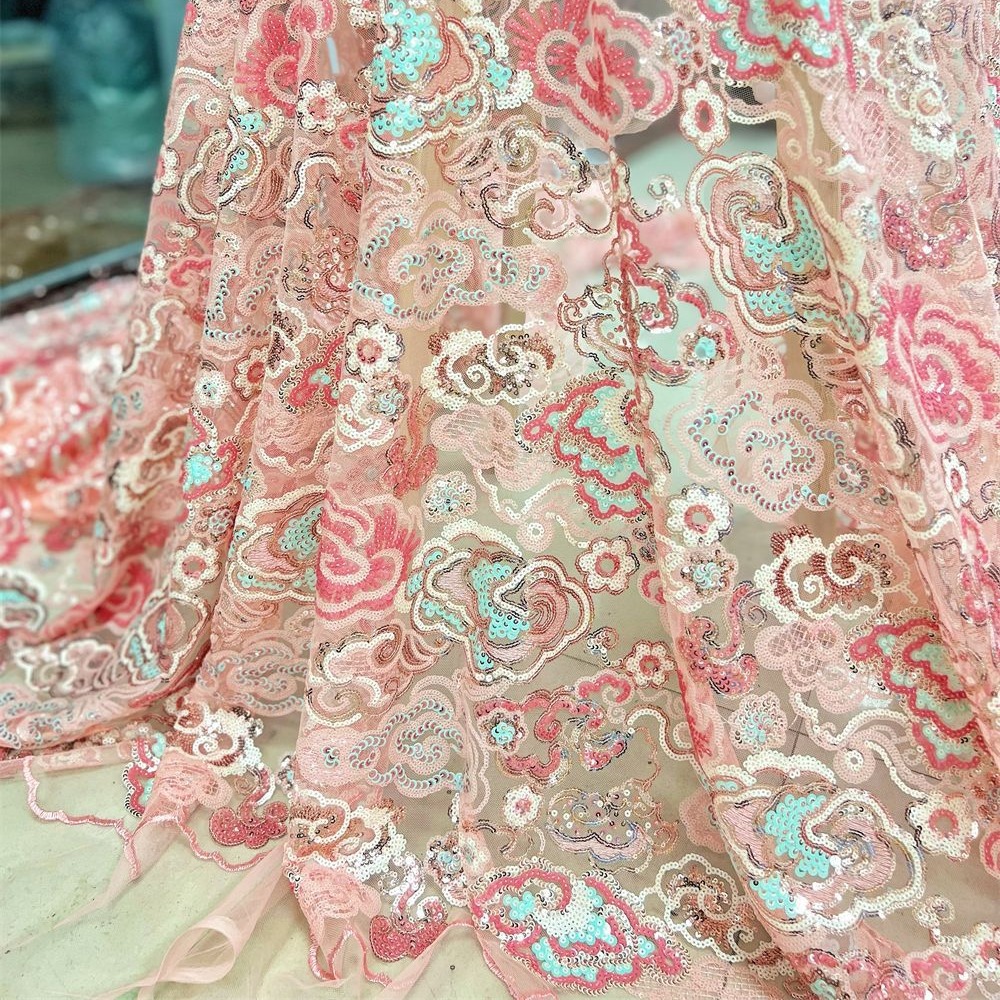 2 Yds/lot 130cm Wide Pink Purp - Sewing Embroidery Fabric ulasan dan harga