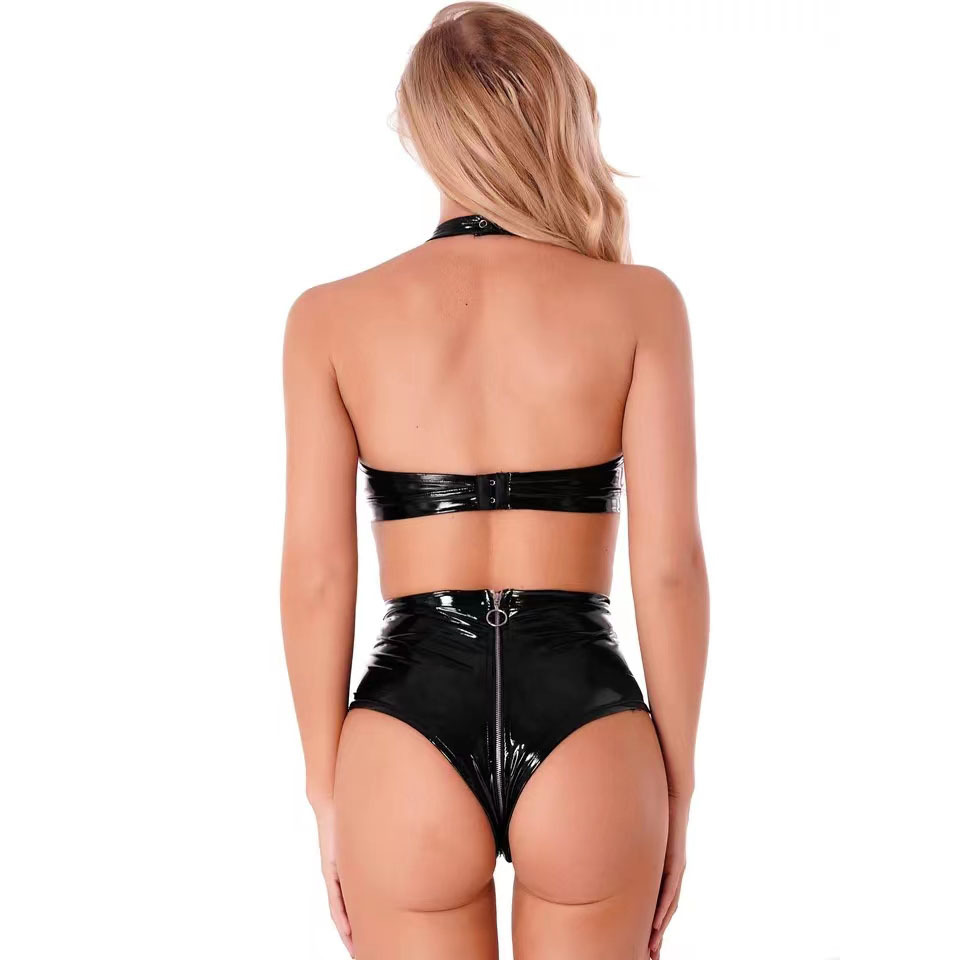 Sexy Black Shiny Pu Latex Leat - Sewing Latex ulasan dan harga