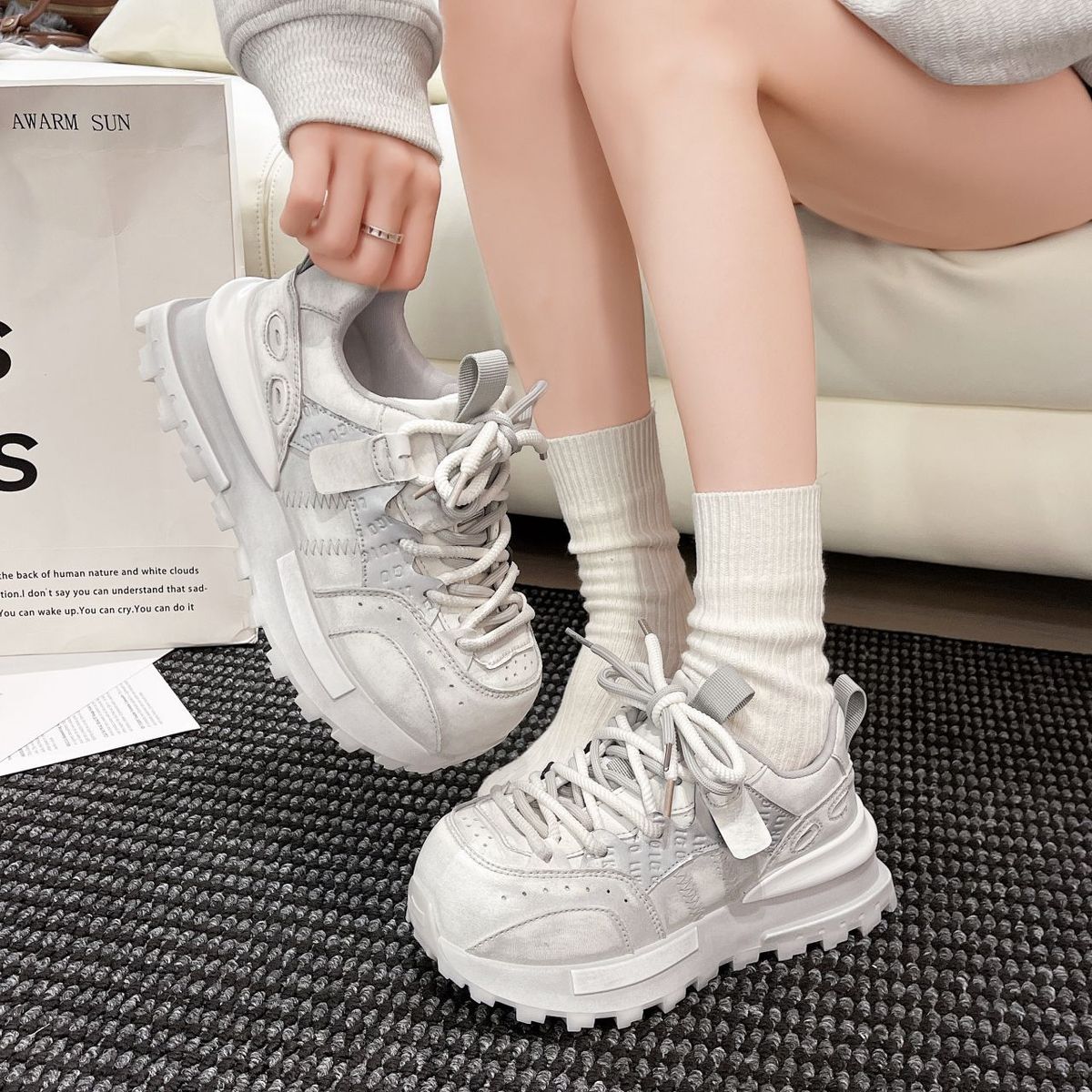 Autumn Vintage Chunky Sneakers - Sewing Latex ulasan dan harga