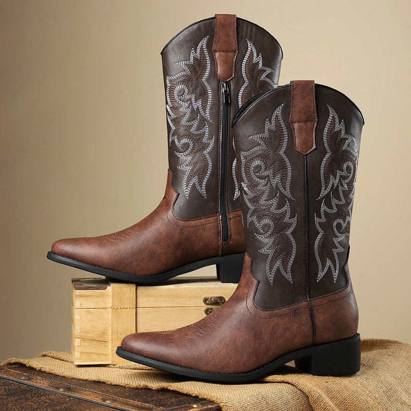 NEW Men High Boots Embroidery  - Sewing Embroidery Fabric ulasan dan harga