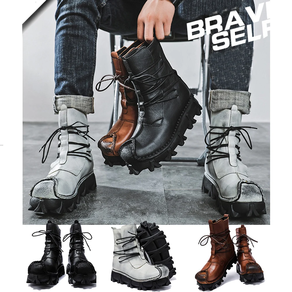 Men's Genuine Leather Skull Bo - Sewing Latex ulasan dan harga